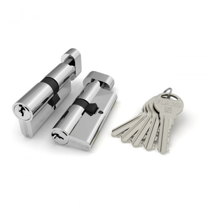 Цилиндровый механизм Fuaro (Фуаро) с вертушкой R302/70 mm-BL (30+10+30) CP хром 5 кл. БЛИСТЕР