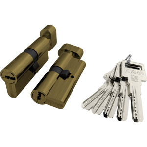 Цилиндровый механизм Fuaro (Фуаро) с вертушкой R602/70 mm (30+10+30) AB бронза 5 кл.