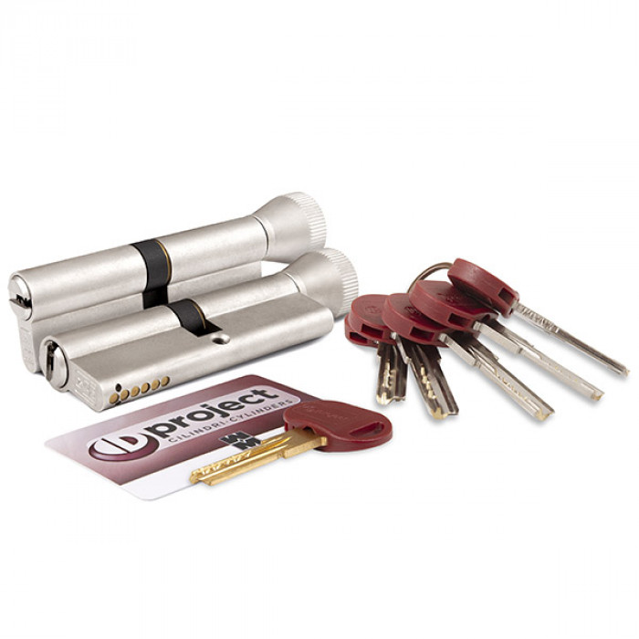 Цилиндровый механизм Mottura (Моттура) с вертушкой DPC1F4646 S3 (92 мм/41+10+41) САТИН.НИКЕЛЬ. 5+1 кл.